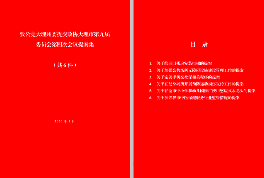 致公党大理州委提交大理市政协九届四次会议提案集_副本