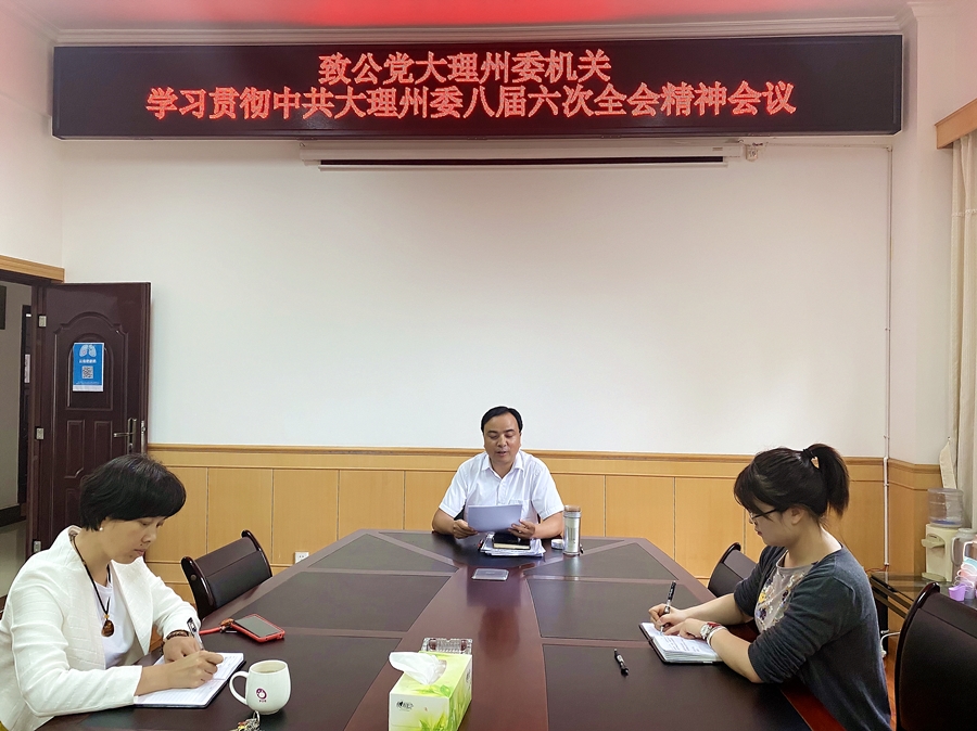致公党大理州委机关学习贯彻中共八届六次全会精神